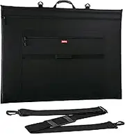 Nicpro Light Weight Art Portfolio Bag, 32 x 42 Black Art Canvas Portfolio Case with Detachable Shoulder Strap, Leather Corners, Carrying Storage Case for Artwork, Poster, Sketching, and Drawing