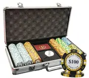 MRC 300 pcs Monte Carlo Poker Club Poker Chips Set with Aluminum Case Custom