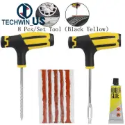 Car Tubeless Tyre Tire Puncture Repair Plug Repairing Kit Needle Patch Fix Tool