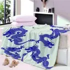 Blue Sky Snake Dragon Forklift 3D Warm Plush Fleece Blanket Picnic Sofa Couch