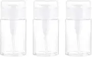 3 Pcs 100ml Polish Remover Pump Push Down Pumps Acetone Pump Bottle Liquid Push Dispenser Alcohol Pump Nail Makeup Remover Bottle