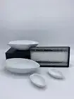 NEW 4-Piece SUSHI PLATE SET Crate & Barrel White Porcelain Plate Dipping Dish
