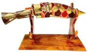 Gurkha Kukri for Decoration With Hand Woven Dhaka Sheath & Wooden Stand