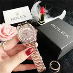 ROLEX勞力士 腕錶 石英機芯 鋼精鋼錶帶 32MM 玫瑰金錶盤 女表 時尚潮流