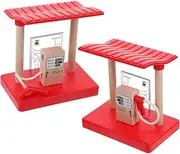 MUSISALY Wooden Train Track Scenery Gas Station Barrier Pretend Playset Accessory