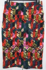 LuLaRoe CASSIE Skirt Multicolor Abstract Geometric Shape Design - Size XS - NWT