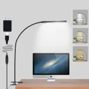 Clip on Desk Light 3 Color Modes & 10 Brightness Flexible Gooseneck USB Desk ...