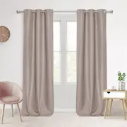 100% Blockout Room Window Eyelet Curtain Pair Cinnamon 180X223Cm