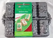Nordic Ware Holiday Mini Loaf Baking Pan Cast Aluminum 6 Cup Capacity NIP