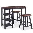 3-Piece Wooden Bar Set Dining Kitchen Pub Stools Barstools Counter Chairs Black
