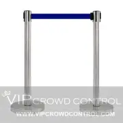 2 PCS STANCHION SET, 36" SATIN S.S. WITH 12" FLAT BASE AND 78" BLUE BELT