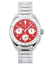 Bulova Lunar Pilot Chronograph Tachymeter Red Dial Quartz 96K115 50M Mens Watch