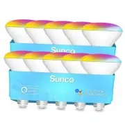 Sunco BR30 Alexa Smart Flood Light Bulb, Color Changing LED Recessed WiFi Bulb