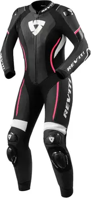 Revit Xena 3 One Piece Ladies Motorcycle Leather Suit, black-white-pink, Size 44 for Women Black White Pink