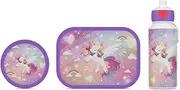 Mepal - Campus lunch set - Set for children with pop-up drinking bottle, lunch box and fruit box - Lunch set for school or on the go - Dishwasher safe - 400 + 750 + 300 ml - Unicorn Glow