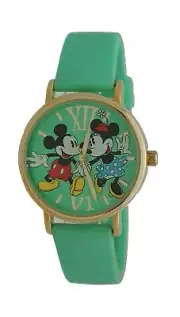 Disney Women's Mini & Mickey Mouse Dancing Watch W/ Green Dial & Strap M1420