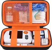 Elonbo Diabetic Supplies Travel Case, Diabetic Supply Organizer Bag, Glucose Meter Storage Case, Insulin Pen Carrying Case for Glucose Monitor, Blood Sugar Test Strips, Lancets, Syringe, Black+Orange