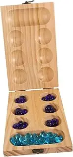 Vaguelly 1 Set Camping Games Marble Game Travel Mancala Mancala Marbles Splendor Wooden Board and Colorful Glass Stones Pine Wood