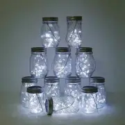 Solar Mason Jar Lights, 12 Pack 30 LED Fairy Star Firefly String Lids Lights ...