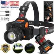 2PCS Outdoor Fishing Headlamp USB Rechargeable LED Head Light 3 Modes Zoomable
