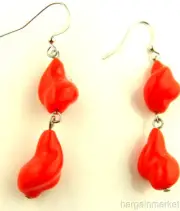 Coral Orange LUCITE Dangle Drop Earrings