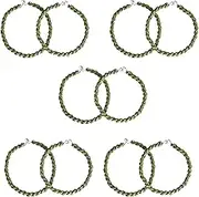 QincLing 10 Pieces Elastic Boot Straps Trouser Twists Leg Ties Blousing Garters with Metal Hooks for Navy Army Air Force, Army Green, One Size