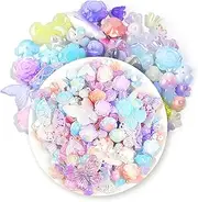 60g Charms for Junk Cases,Nail Charms,Bedazzling Kit,Mini Resin Animals & Flower Trinkets,Cute Aesthetic Decor for Personalization,Colorful Pearls,Bulk Mixed Beads Phone Case Charm,Nail Art Supplies