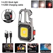 Multifunctional LED Keychain Flashlight Torch COB Work Light Lamp Rechargeable