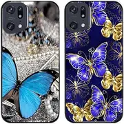 2 Pcs/Lot Butterfly Printed TPU Soft Gel Silicone Back Phone Case Cover (Case for Oppo Find X5 Pro)