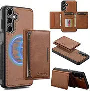 [GoshukunTech] for Samsung Galaxy A35 5G Wallet Case with Card Holder,for Samsung A35 Magnetic Case[Detachable Card Pocket] Leather Flip Cover[Support Magsafe or Wireless Charging]-Brown