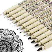 Muchcute Micro Fineliner Drawing Art Pens: 12 Black Fine Line Waterproof Ink ...