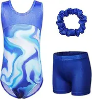 [XFGIRLS] Gymnastics Leotards for Girls Glitter Dancewear with Matching Shorts Set