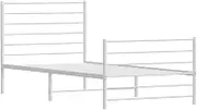 vidaXL King Single Size Bed Frame - Robust Powder-Coated Steel Design with Headboard, Footboard & Under-Bed Storage Space - White
