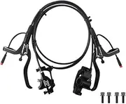 E-Bike MTB Hydraulic Disc Brake Set, 2 Piston Automatic Magnetic Break, Right Front 900mm Left Rear 1600mm(Black)
