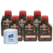 6L Motul 8100 X-CLEAN EFE 5W30 Wix Filter Motor Oil Change Kit API SN (for: Volvo)