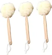 AUTSUPPL 3pcs Long Handle Bath Balls Scrubber for Shower Soft Bath Brushes for Gentle Exfoliation and Cleaning Light Yellow Bathroom Accessories