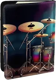 [JEJEA] Cool Drums Set Print Travel Organizer Credit Cards Case Passport BookPassport Holder Cover Wallet forTraveling,, Black, One Size