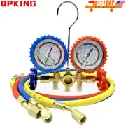 HVAC Refrigerant Gauge Kit AC Manifold Dual Gauge 90cm Hose Set Pressure Tester