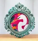 Botanical White Egret print in mini vintage style ornate frame