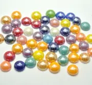 100 Mixed Color Luater AB Round Flatback Glass Cabochon Ceramic Half Pearl 10mm