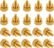 uxcell 20 Pcs 6#32 Knurled Thumb Screw Computer Case Threaded Hand Tighten Screws Aluminum Alloy for PC Case, Gold
