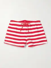 [Suzie Kondi] Suzie Kondi - Shallis Striped Cotton-blend Terry Shorts - Red - small small Red