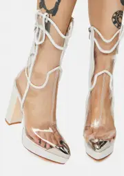[AZALEA WANG] Knows It All Clear Booties