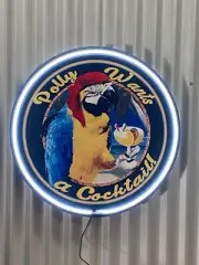 POLLY WANTS A COCKTAIL 700MM DIAMETER NEON SIGN PERFECT DRY BITTER VB CARLTON