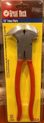 NEW! Great Neck Tool Fe10 10" Fence Pliers Rubber Handle Drop Forged Lifetime