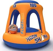 Swimming Pool Basketball Hoop Set by Hoop Shark - Orange/Blue 2020 Edition - Inflatable Hoop with Ball Included - Perfect for Competitive Water Play and Trick Shots - Ultimate Summer Toy