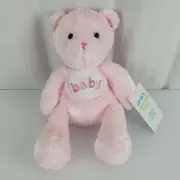 Carters Pink Baby Girl Stuffed Plush Teddy Bear Bib Soft Beans Beanbag Toy NEW