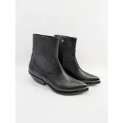 CELINE Shiny Calfskin Zipped Boot W/Metal Toe 50 in Black BNWB 39
