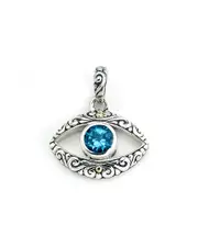 Samuel B. 18K & Silver Blue Topaz Evil Eye Pendant