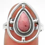 Natural Pink Tulip Quartz 925 Sterling Silver Ring s.8.5 Jewelry R-1446